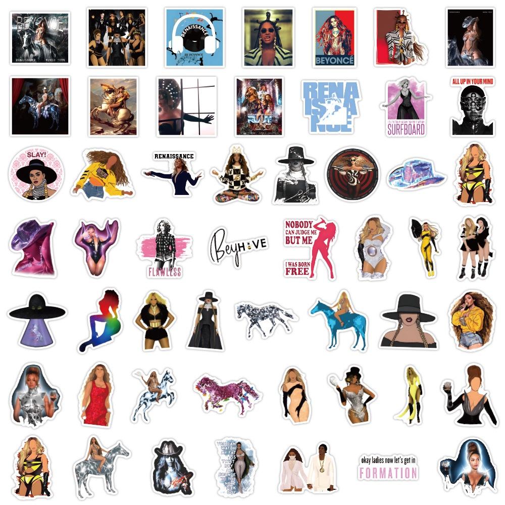 50pcs Beyonce Renaissance Decorative Car Skateboard Waterproof Stickers High Definition Printing Waterproof