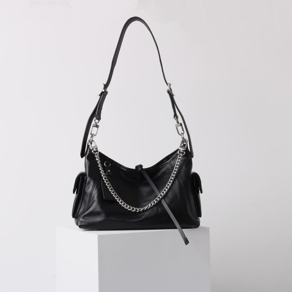 Black Warrior 2025 Women's Genuine Leather Biker Messenger Tote