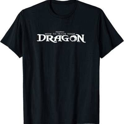 Dreamworks How To Train Your Dragon Logo Black And White T-Shirt