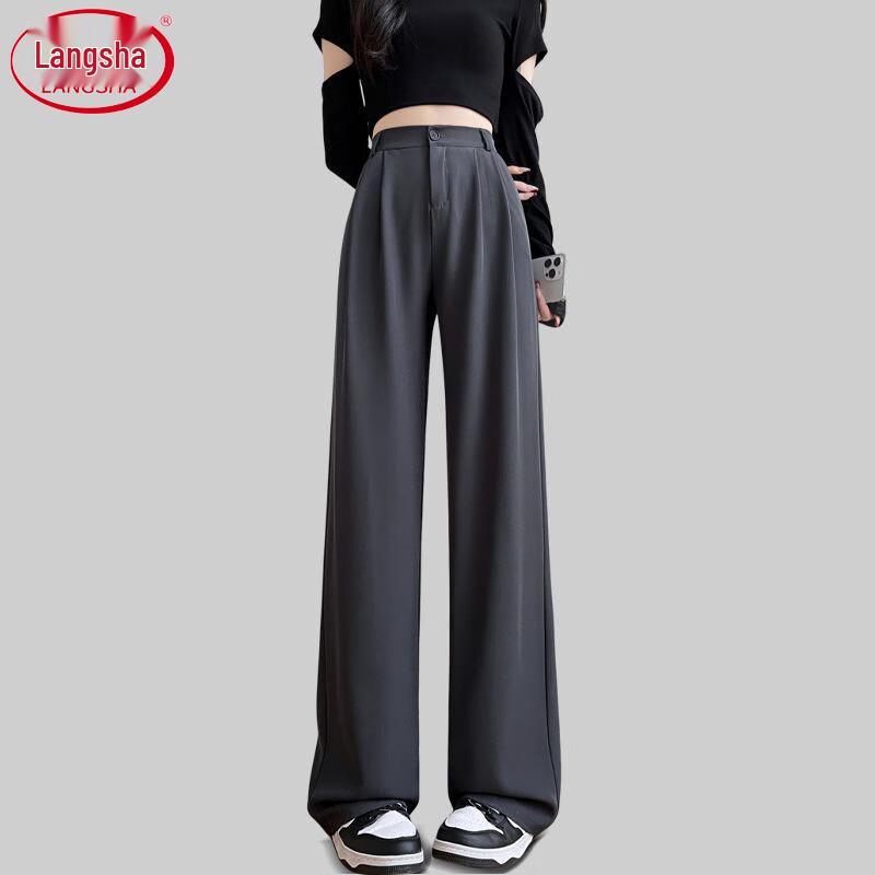 Langsha Women's High-Waist Drapey Wide-Leg Suit Pants