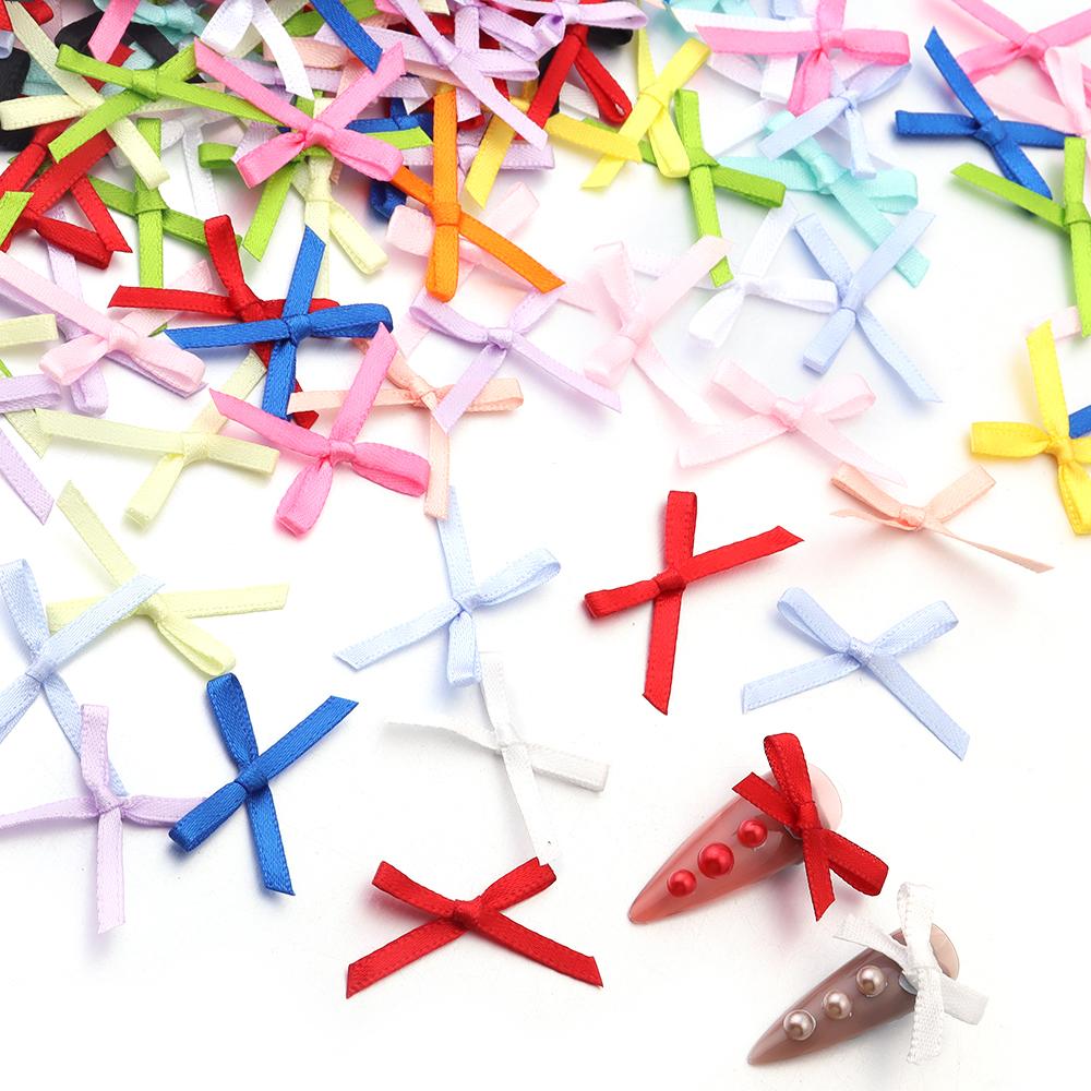 50Pcs/pack Color Ribbon Bows Fashion Small Size Satin Ribbon Bow DIY Handmade Crafts Hairpin Hair Grip for Party Home Decoration