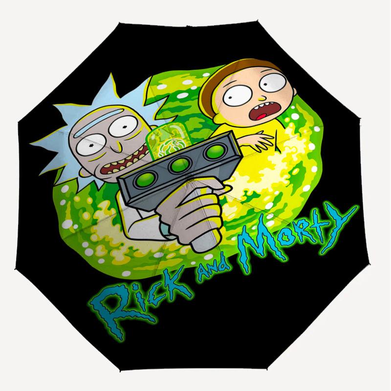 1PC Warner Rick Morty Automatic Open/Close Umbrella with Windproof, 105-Rib Sturdy Canopy, Durable Ribs1322A