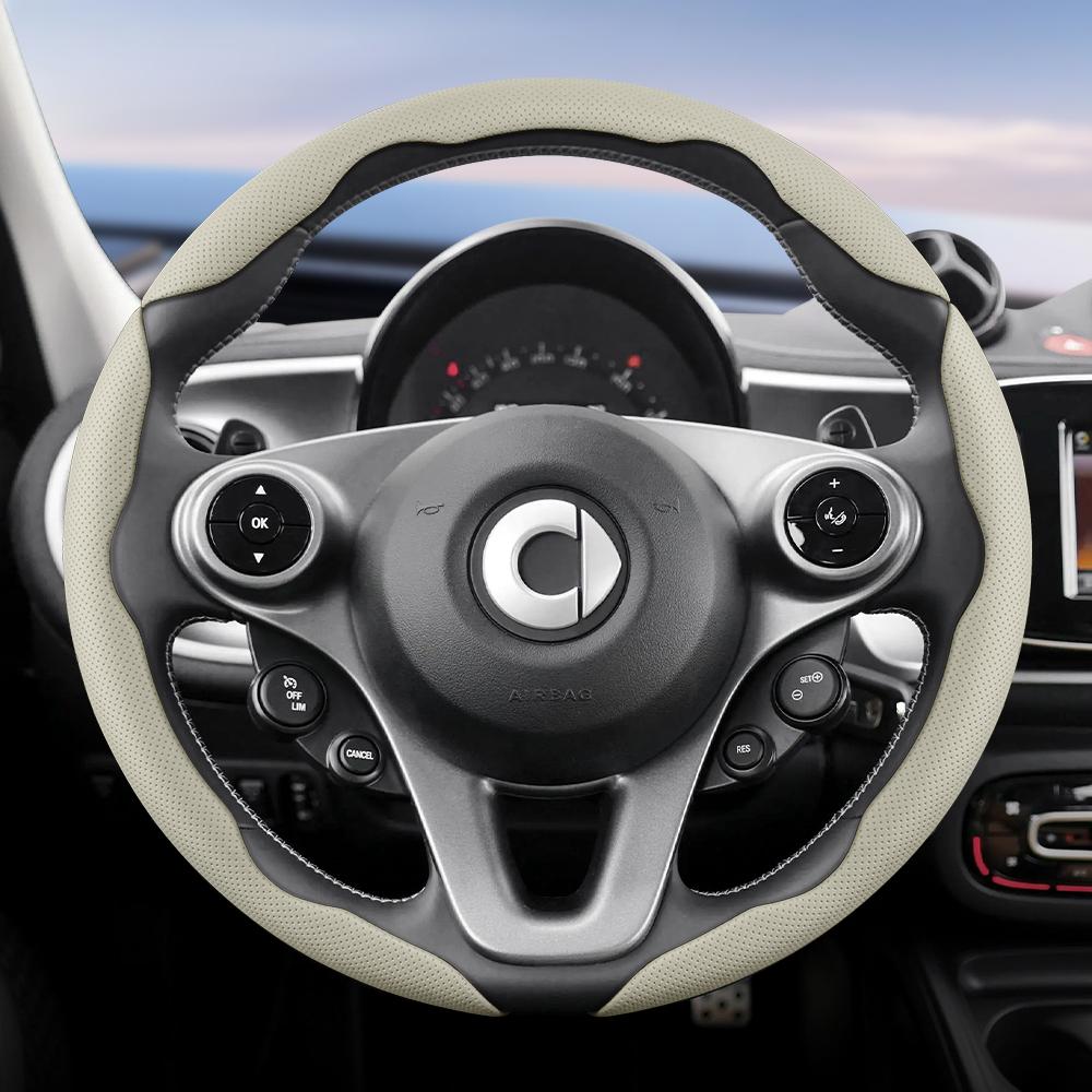 Vcxja9 Vhodné pro Smart Prodyšný Kožený Potah Volantu s Dírami Segmentovaný Design Rychloupínání Protiskluzový a Odolný Fortwo 451 450 453