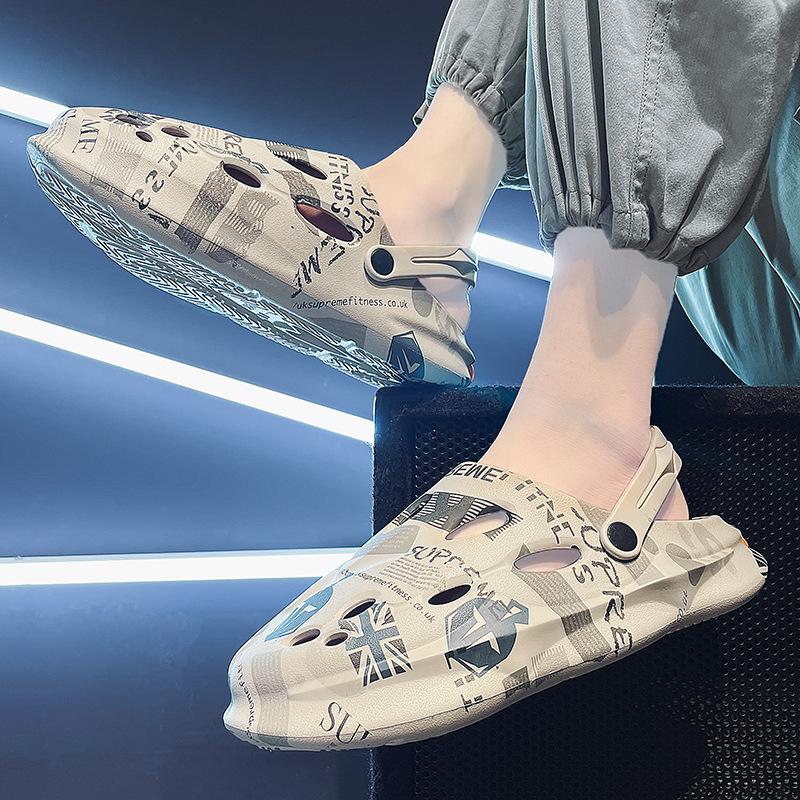 Breathable Casual Camouflage Hole Shoes Men'S Thick-Soled Non-Slip Outer-Wear Dual-Purpose Slippers Men'S Trendy Beach Sandals