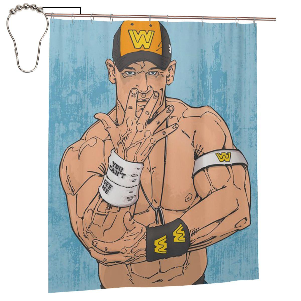 

John Cena Respect Earn It Cartoon Wrestler Shower Curtain Bathroom Polyester Waterproof Bath Curtains with Hooks 152x183 cm