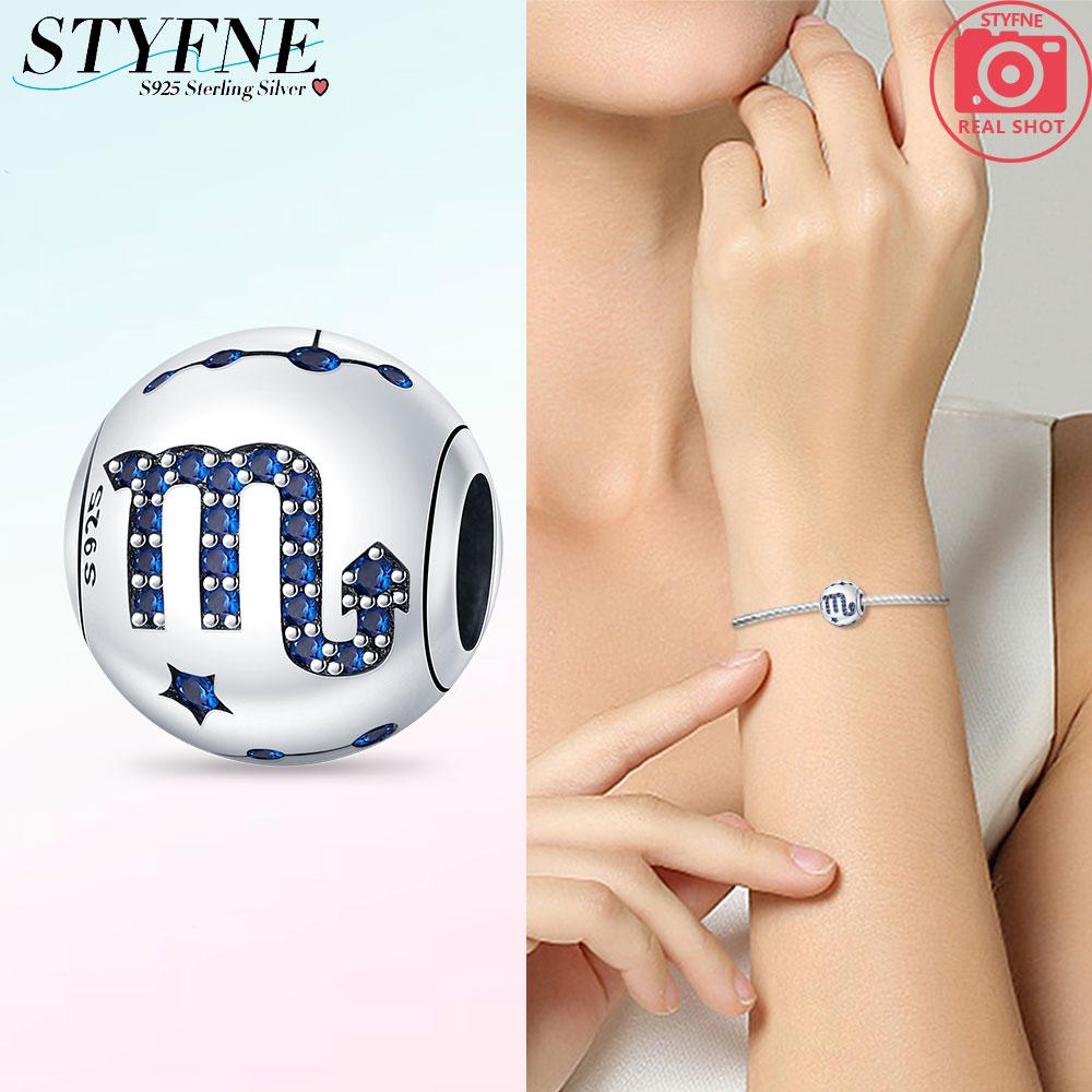 Perles exquises Gémeaux Zircon blanc Douze signes du zodiaque Breloques originales en cuivre S'adaptent au bracelet Femmes Cadeaux de vacances Anniversaire