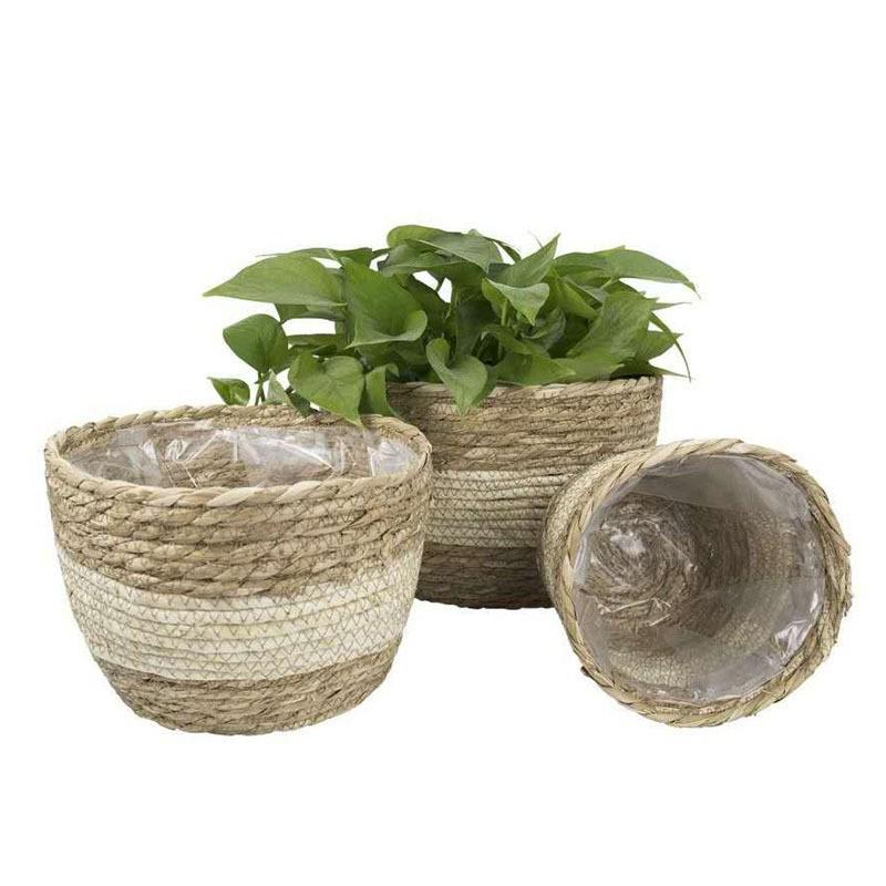 Creative Straw Woven Flower Basket for Green Plants - Living Room or Balcony Decoration