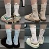 Women'S Socks, Macarons, Solid Colors, Trendy Mid-Tube Cotton Socks, English Letters, Heels, Cloth Labels, Candy Piles, Socks