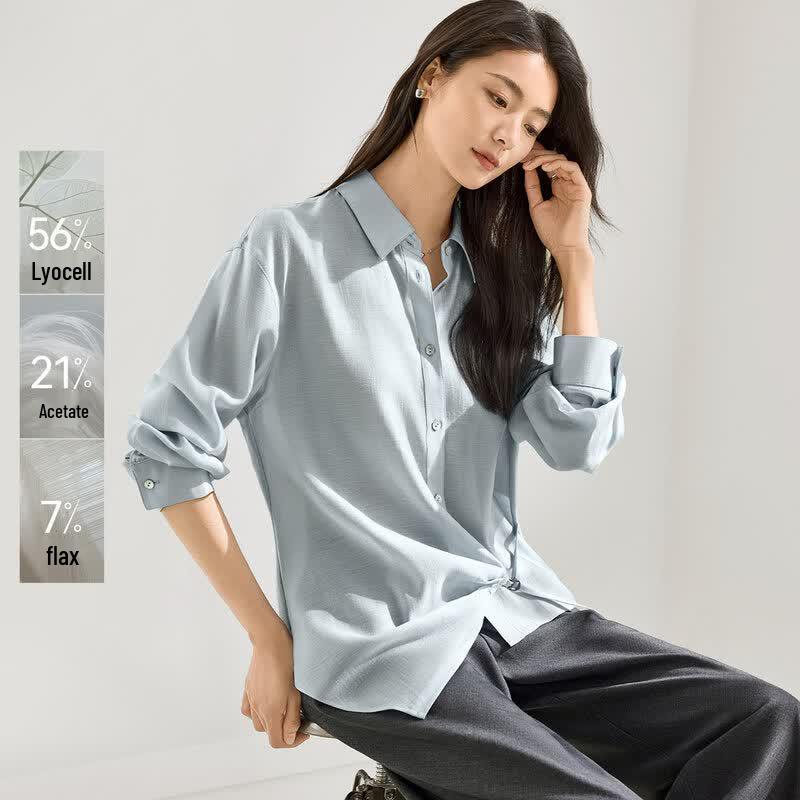 IHIMI Women s Lyocell Blend Tie-Waist Shirt XL