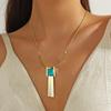 Bohemian Style Green Turquoise Pendant Necklace - High-End Natural Stone Jewelry