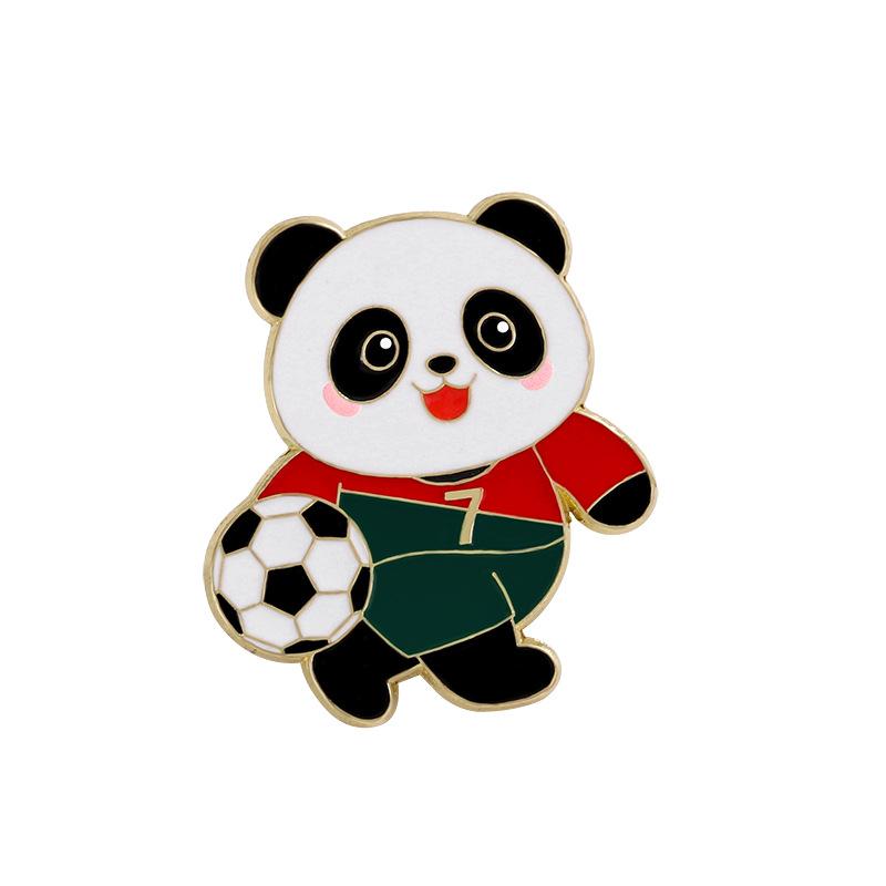 2026 World Cup Panda Football Badge Cute Cartoon Animal Sports Games Souvenir Brooch Pin