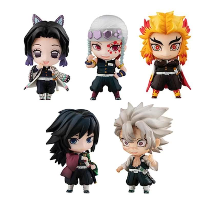 5Pcs Anime Demon Slayer Set Toy Figure Action Figure Kamado Tanjirou Nezuko Car Ornament Desktop Zenitsu Decorative Inosuke Doll