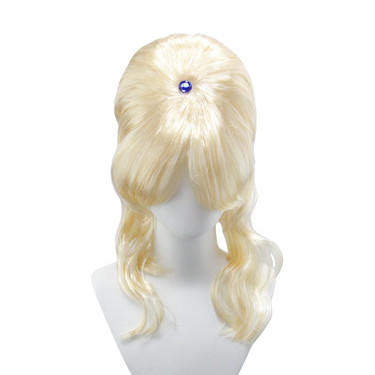 

Light gold blue diamond fluffy hair package vertical roll synthetic wig | retro court style stage drama queen role-playing wig