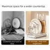 Multi-layer Pot Lid Rack Rustproof Space Saving Cutting Board Holder with Drainage Tray Stable Chopping Board Organizer Cabinet
