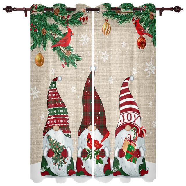 Christmas Tree Snowman Snowflake Window Curtains for Bedroom Luxury Kitchen Curtains Living Room Christmas Curtains
