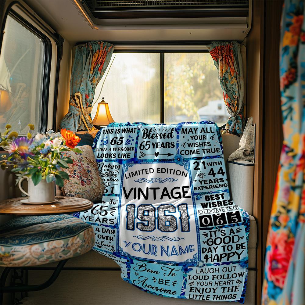 Retro Style For 65Th Birthday In 1961 Multipurpose Blanket Soft Cozy For Sofa Couch Office Bed Picnics Ideal For All Seasons Digital Print Perfect