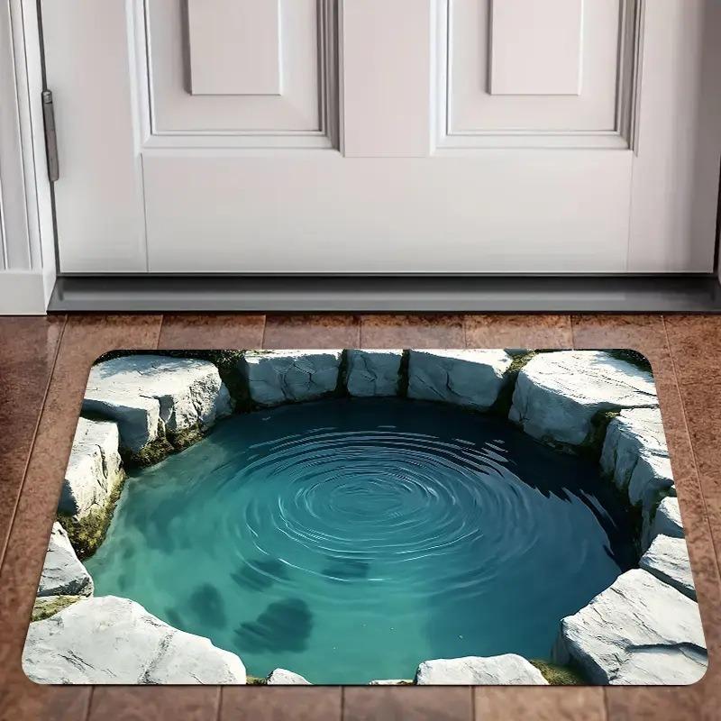 

3D Оптическая Иллюзия Бесконечная Бездна Придверный Коврик Противоскользящий Коврик для Двери Машинная Стирка для Ванной Комнаты Спальни Кемпинга Йоги Прочный Напольный Коврик 30x50cm