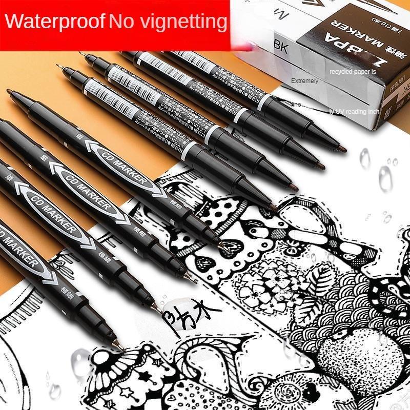 10-Piece Double Tip Permanent Paint Marker Set - Black, Blue, Red Ink for Plastic, Wood, Metal, Glass