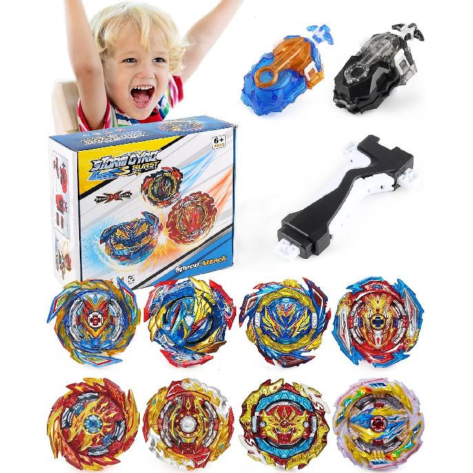 Bey Battling Bay Blades and Launcher Toy Set 8 Metal Fusion Spinning Tops 2 Launchers 1 Grip Burst Tops Burst Tops Gyro Combat Game for 8-12 Toy Gift