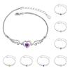 Kailaimei Angel Wings Necklace: Silver Pendant with Colorful Diamond Heart Bracelet