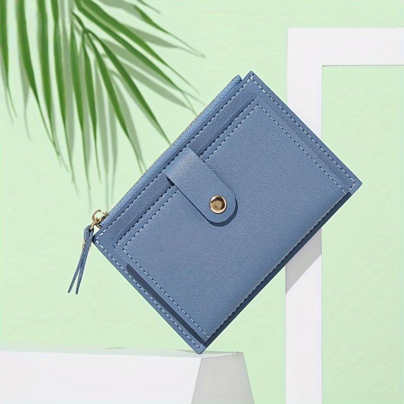 

Тонкий и стильный женский кошелек с застежкой-кнопкой и молнией - Легкий, портативный складной дизайн в розовом, светло-коричневом, синем, черном цвете - Одобрено TSA синий