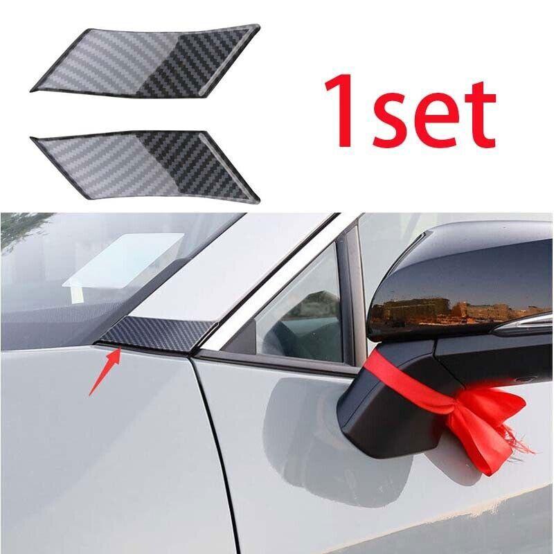 Carbon Fiber 2PC A Post Front Triangle Cover Trim For Toyota RAV4  -