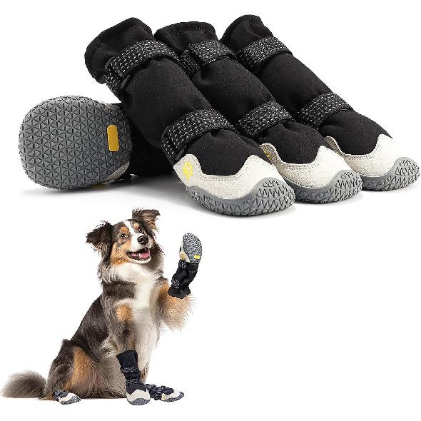 Enjoying Dog Boots for Small Medium Large Dogs, Size 7, Adjustable Dog Boots for Winter Hiking, Anti-Slip Dog Booties for Summer Hot Pavement,