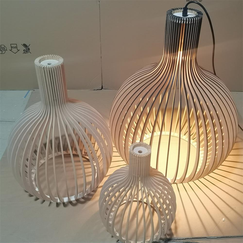 Modern Wood Pendant Light for Living Room Decoration Black Hanging Lamp Suspension Wooden Chandelier Lighting Fixtures