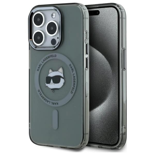 Karl Lagerfeld Klhmp15Lhlschk Iphone 15  Pro 6.1 Czarny/Black Hardcase Iml Metal Choupette Head Magsafe