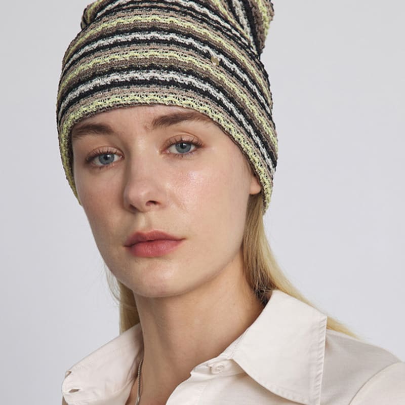 

UNDERCONTROL STUDIO SQUARE NET BEANIE / STRIPE / LEMON brown FREE