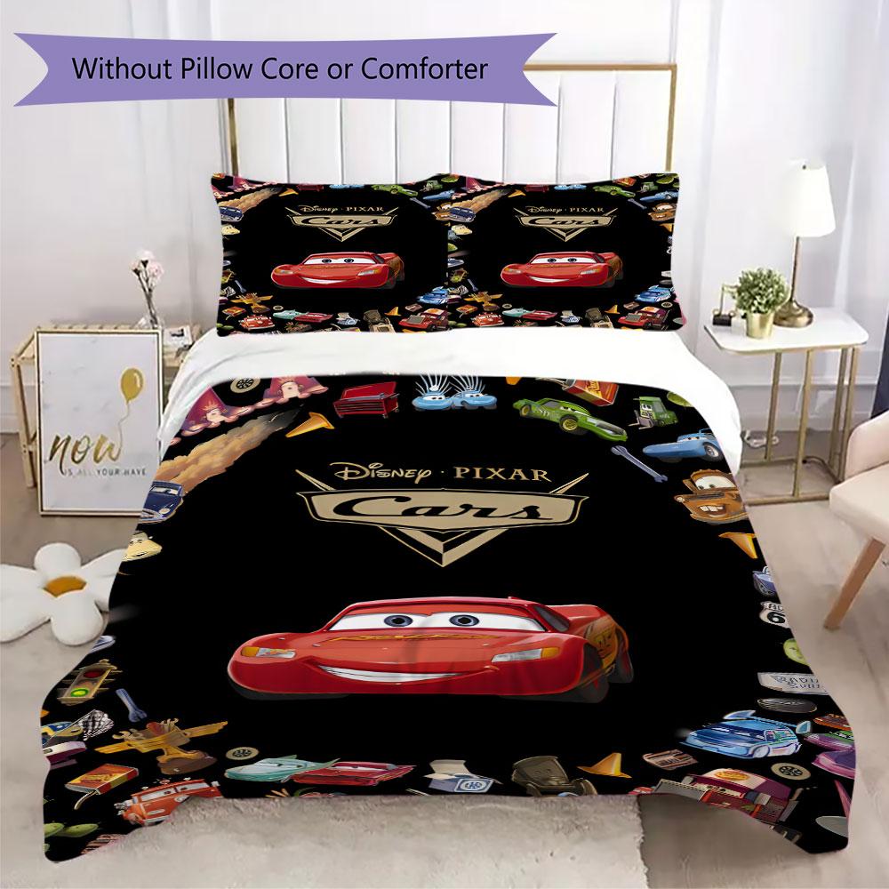 Lightning McQueen Cartoon Prints bedding, duvet cover and pillowcases, birthday gift (1 duvet cover + 2 pillowcases, pillow insert not included)JM008