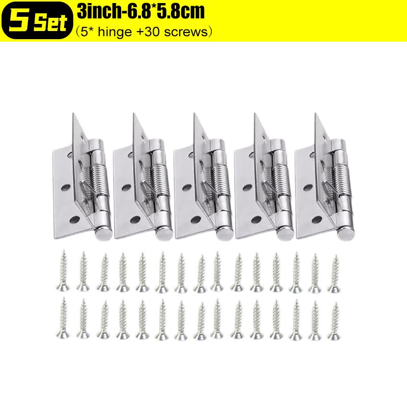 2/3/4 Inch Zelfsluitende Veer Scharnier met Schroeven Roestvrij Staal Sluitende Deur Scharnieren Dozen Kast Meubelbeslag Hardware