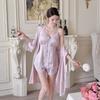 Summer sweet girl suspender shorts nightgown ice and snow silk thin lace lace pure desire wind loungewear three-piece set