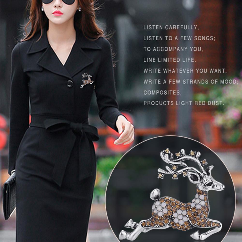 Women Lady Creative Cartoon Sika Deer Brooch Clothing Accessories Christmas Xmas Gift