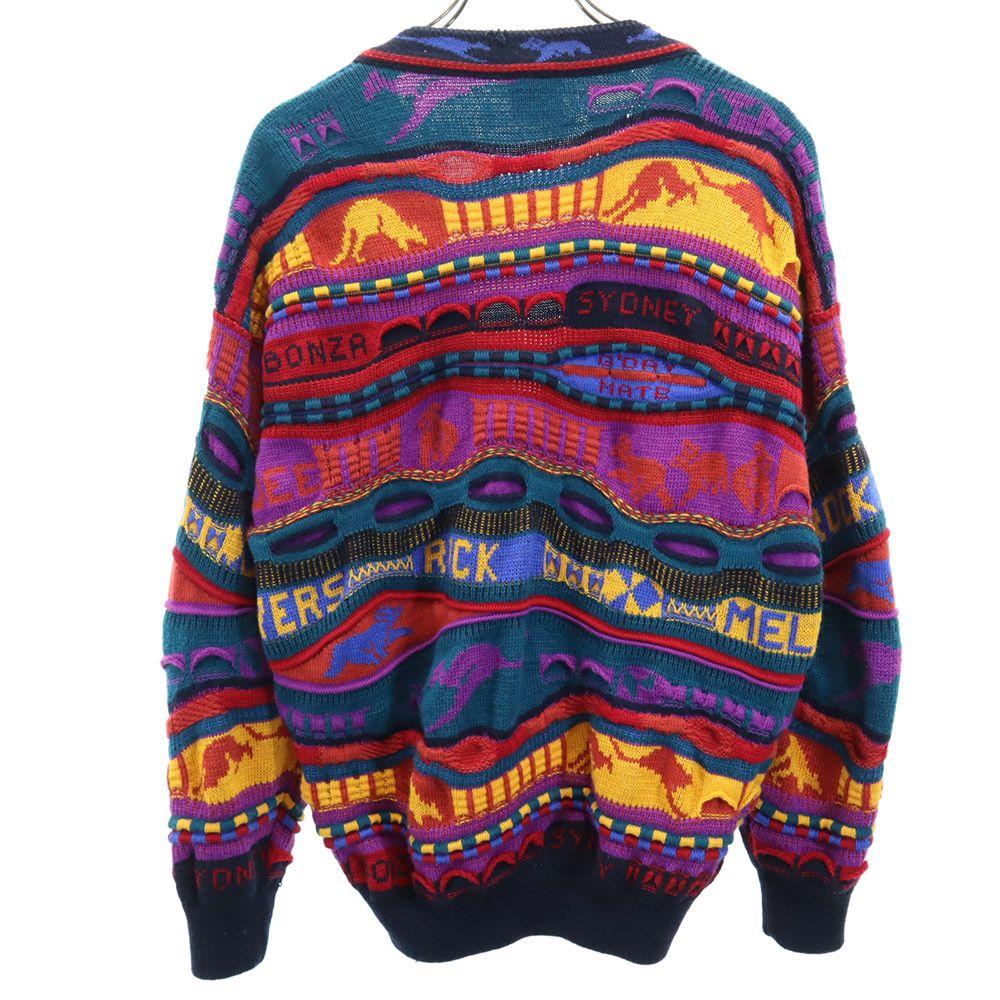 HYSPORT 90s Wool Old 3D Knit Overall Handle Long Sleeve Knit Cardigan 12 Men's Used