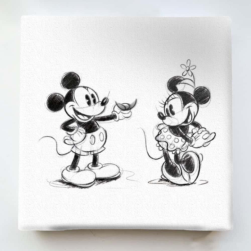 Ribbed Art Deli Poster Mickey Minnie 20cm x Made in Lightweight IKEBANA Panel, Mouse, Mouse, 20cm, Japan, Fabric, IKE-DSNY-2106-05,