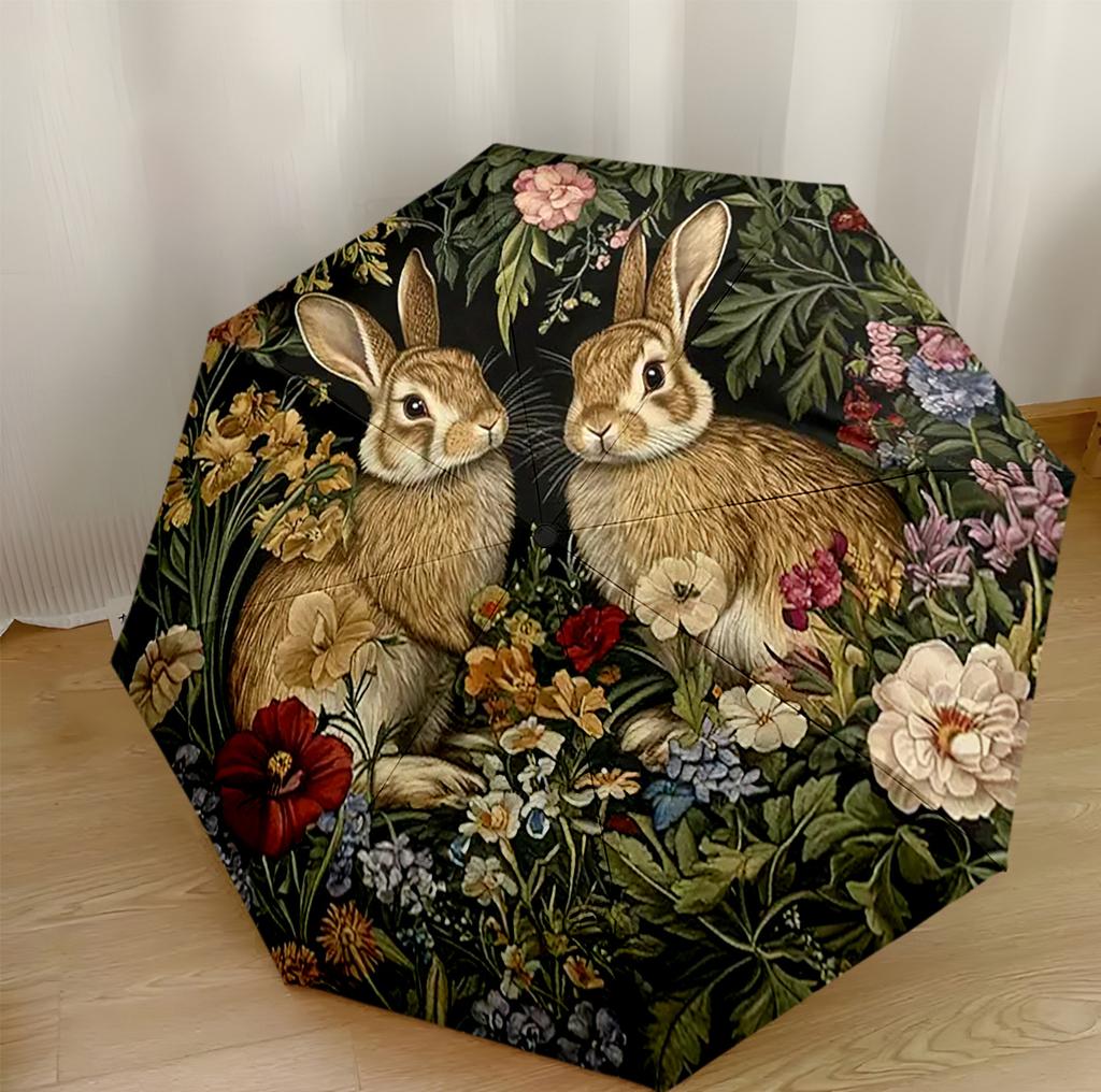Rabbit Compact Travel Automatic Umbrella Retractable Design with 8-Rib Durability Foldable Design Travel Essential Stylish Accessory