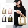 Canvas Tote Bag Portable Large Capacity Leisure Lunch Bento Bucket Bag Multi-Divided Handbag