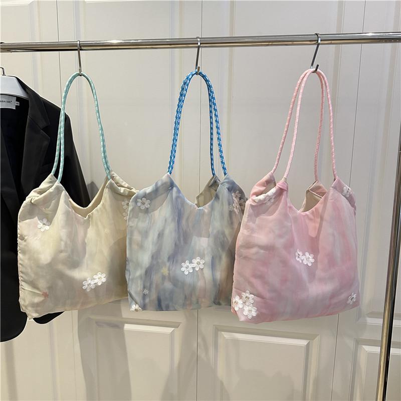 Elegant Flower Handbag Shoulder Bag High Capacity  Delicate Bag Versatile Trend Women Commuter Armpit Bag Fresh Style