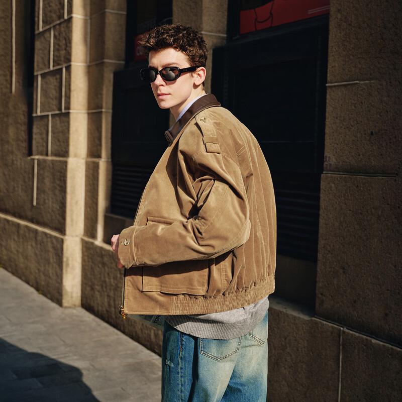 NVG·YOUNG Men's Corduroy Barn Style Lapel Jacket