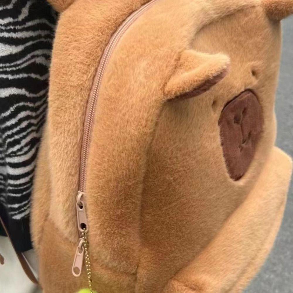 School Bag Capybara Plush Backpack Animal Cartoon Capybara Handbag  Female/Lady/Girl