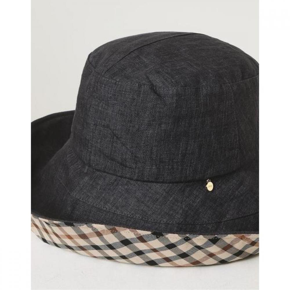 Daks Linen Floppy Hat Black Check Pattern Dbhe2e122