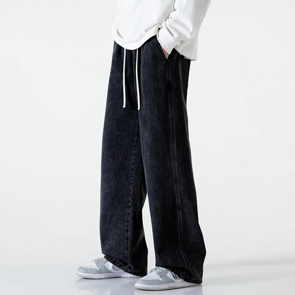 Herren-Jeans Relaxed Fit mit Kordelzug Taille Lässige Jeans mit geradem Bein Geeignet für den täglichen Gebrauch und Aktivitäten