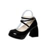 fashion Women's Shoes 2024 Brand Mary Janes Women's High Heels Fashion Buckle Strap Dress Pumps Women New Shallow Round Toe Heels Women