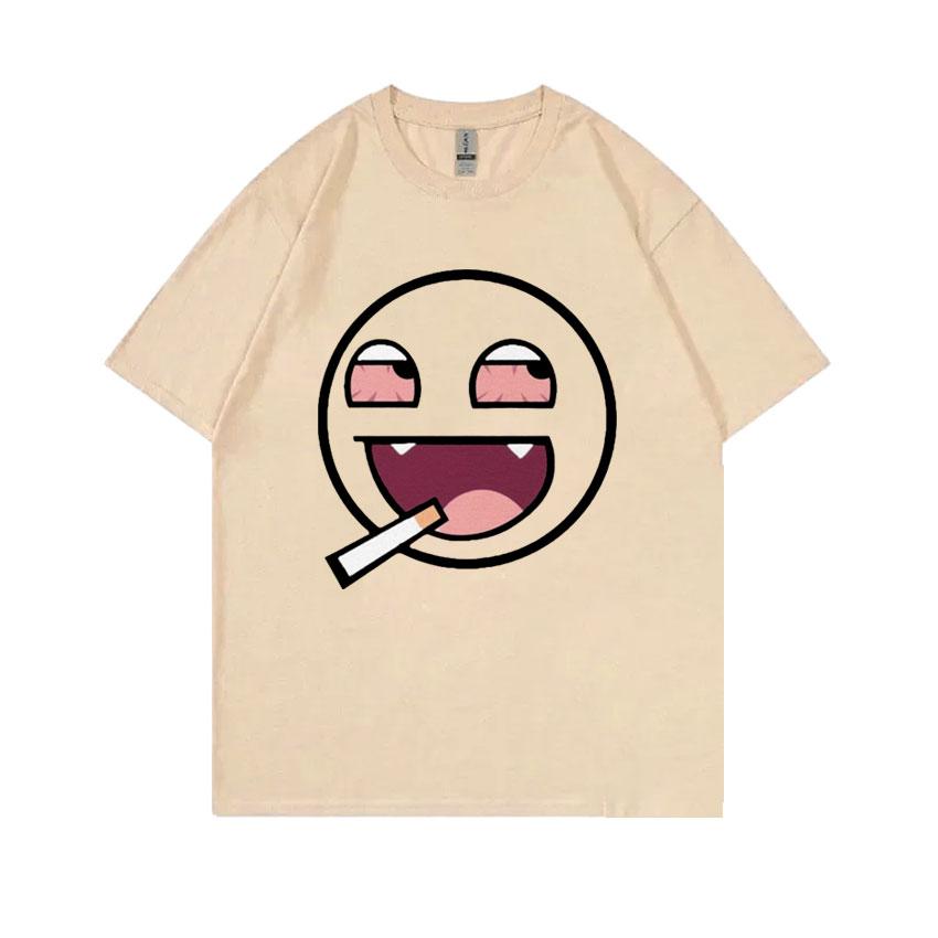 Epic Face Domo Kun Smoking Funny Meme T Shirts Unisex Unisex Casual Oversized Short Sleeves Tshirts Unisexs Fleece Cotton Tee Shirt