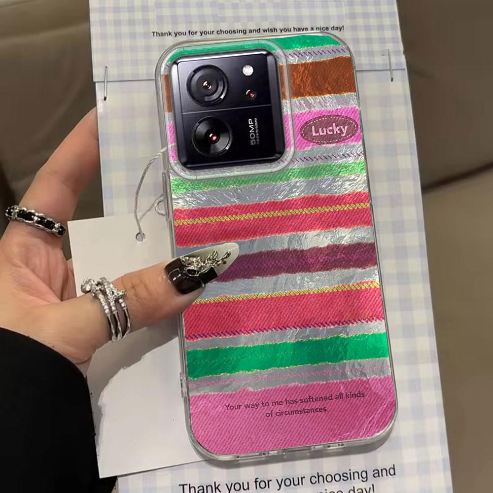 Glänzende Streifen Wellenkanten Damen Handyhülle für Xiaomi 13T 14T 11 Lite NE Poco X5 M6 Pro X6 X7 X3 Pro NFC C65 C61 M5S TPU Hülle