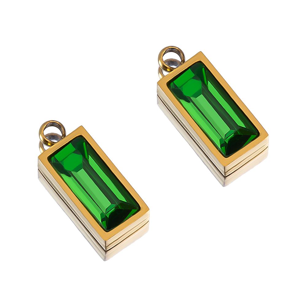 2pcs Luxury Zircon Birthstone Charm Stainless Steel PVD Gold Plated Pendant 4x10mm DIY Bracelet Necklace Jewelry Accessories