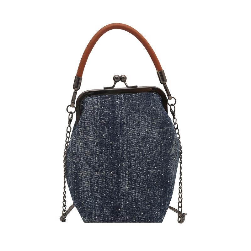 Vintage Style Women Handbag Blue Black Brown Versatile Designer Shoulder Bag PU Leather Ladys Denim Purses Crossbody Bags
