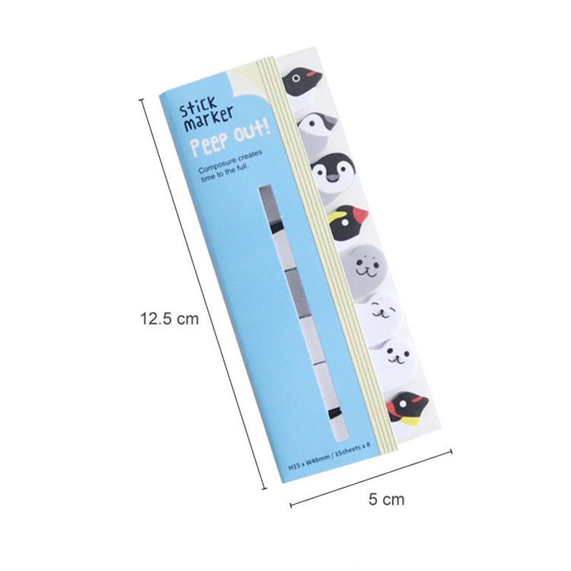 1 Piece Kawaii Stationery Cartoon Animals Marker Memo Pad Bookmark Flags Index Tab Sticky Notes Label Paper Stickers