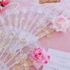 Lolita Gothic Fan Victorian Female Lace Hand Fan Vintage Black White Red Rose Bamboo Fans Cosplay Halloween Party Supplies